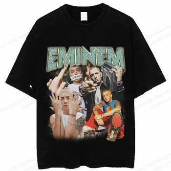 Letné Eminem T Shirt Muži Fashion T-shirt Bavlnené Tričko Deti Hip Hop Topy Tees Ženy Tričko Y2k Camiseta Chlapec Tees Oblečenie Rapper